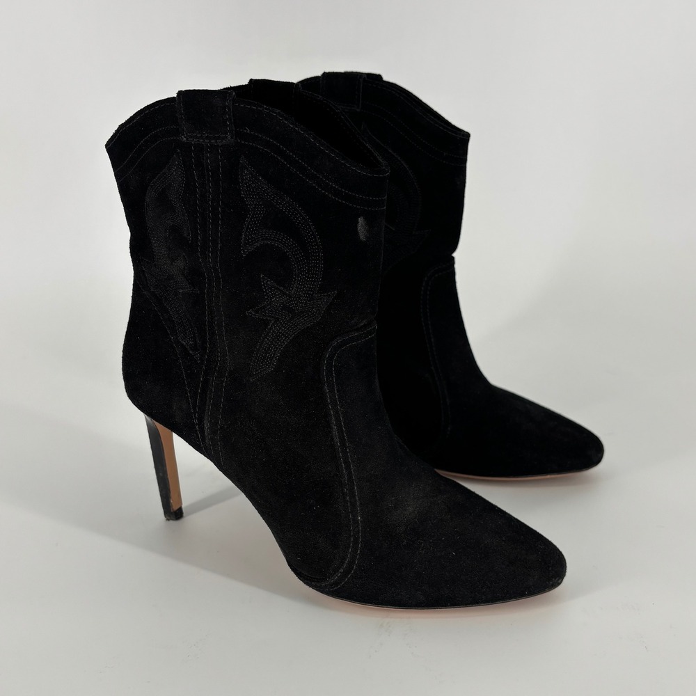 Ba&sh Caitlin Suede High Heel Ankle Boots Black Women Size 38 Western Stiletto